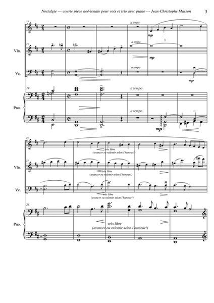 Nostalgie for soprano and piano trio --- FULL SCORE AND PARTS --- JCM2012