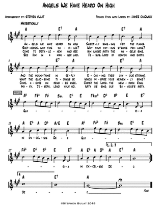 Angels We Have Heard On High - Lead sheet (melody, lyrics & chords) in key of A