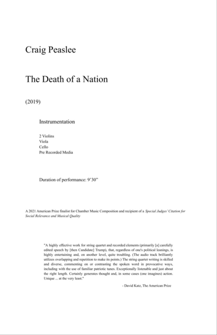 The Death of a Nation String Quartet scores gallery preview page 2