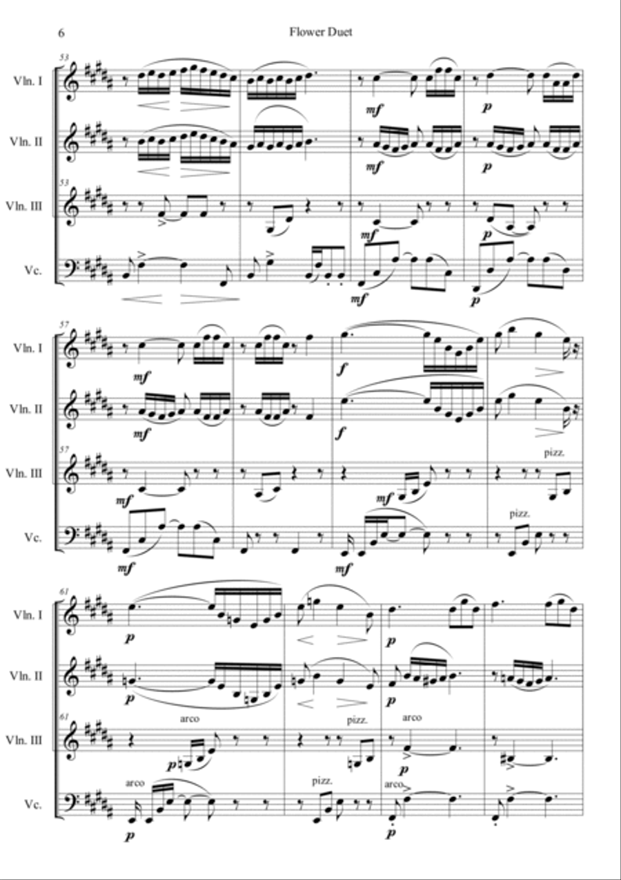 Flower Duet (from Opera Lakme) String Quartet scores gallery preview page 6