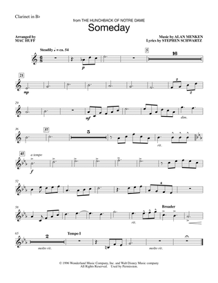 Book cover for Someday (from The Hunchback Of Notre Dame) (arr. Mac Huff) - Bb Clarinet