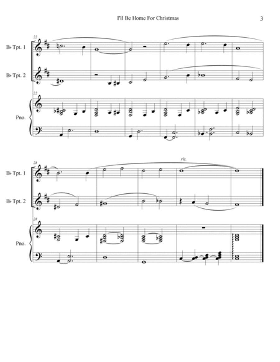 I'll Be Home For Christmas Trumpet Duet scores gallery preview page 3