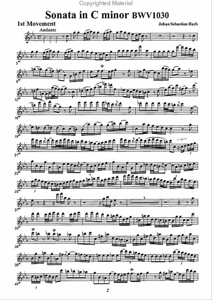 Sonata in C Minor, BWV1030 Alto Recorder scores gallery preview page 2