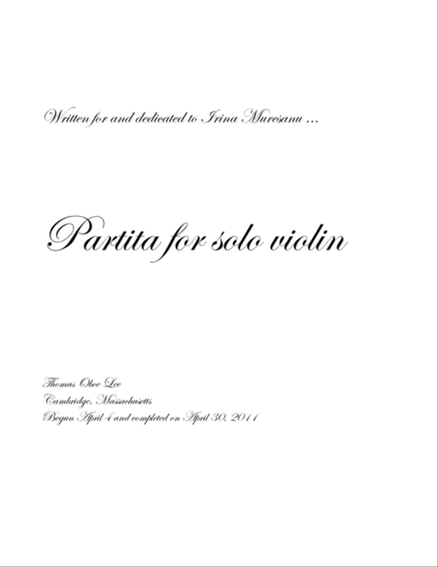 Partita for Solo Violin (2011) Violin Solo scores gallery preview page 1