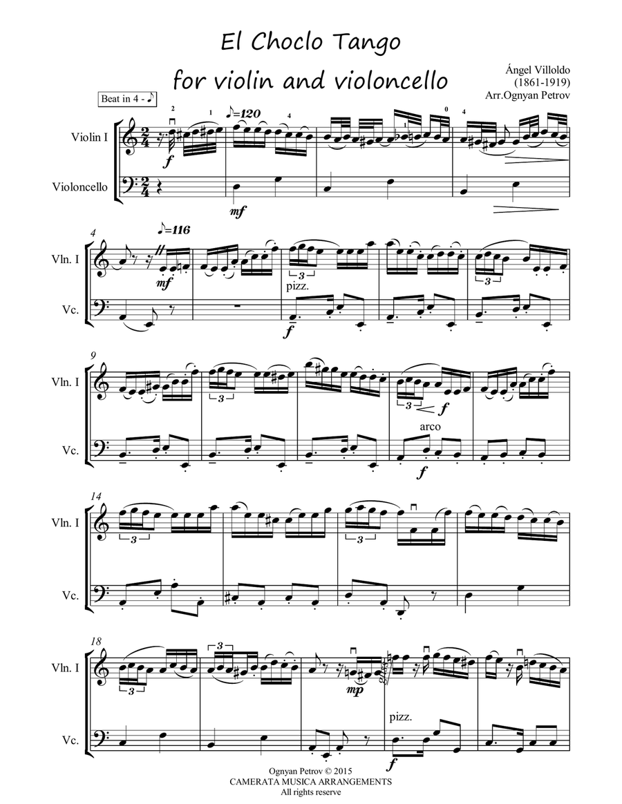 El Choclo Tango for violin and cello duet String Duet scores gallery preview page 2