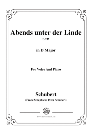 Book cover for Schubert-Abends unter der Linde,D.237,in D Major,for Voice&Piano