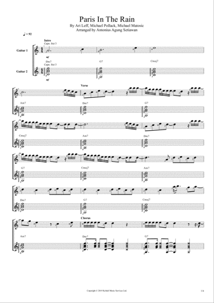 Paris In The Rain Guitar Solo scores gallery preview page 1
