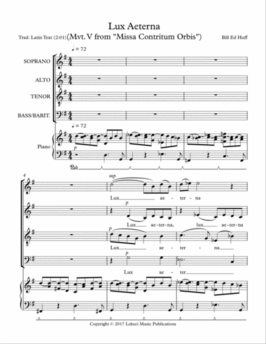 Lux Aeterna 4-Part scores gallery preview page 1