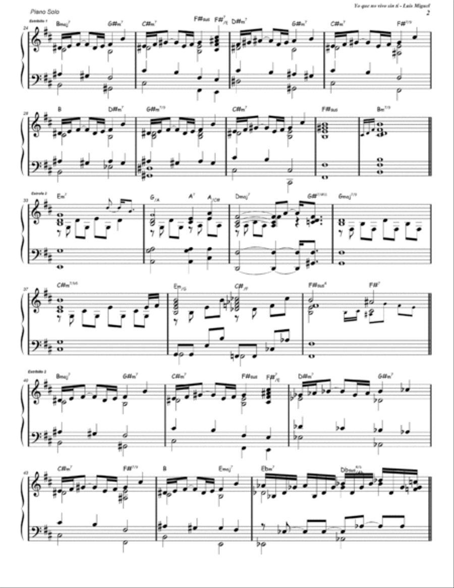 Yo Que No Vivo Sin Ti Yo Que No Vivo Sin Ti Piano scores gallery preview page 2