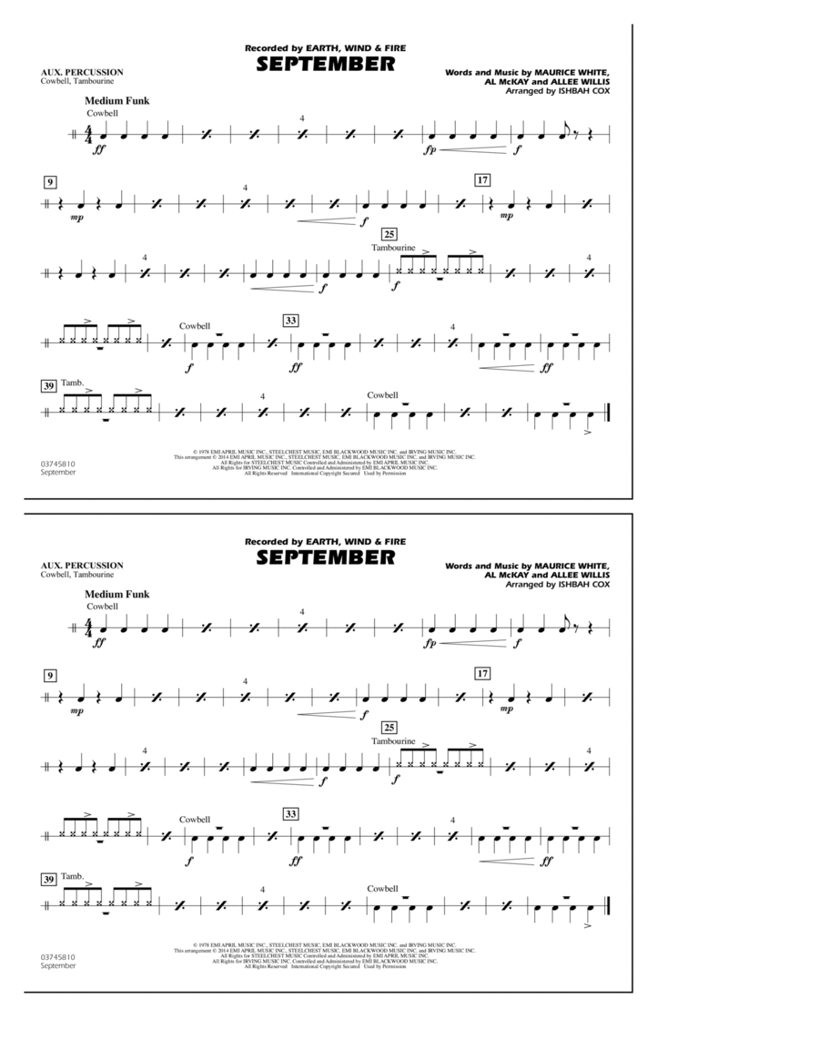 September - Aux Percussion Marching Band scores gallery preview page 1
