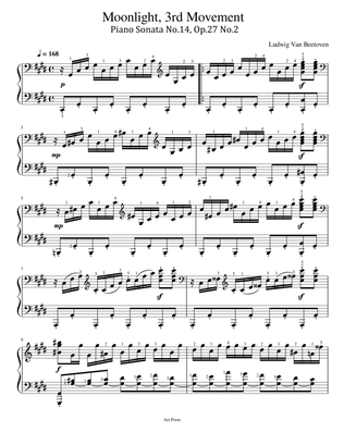 Beethoven - Piano Sonata No.14, Op.27 No.2 - 3rd Movement - "Moonlight" - Original With Fingered