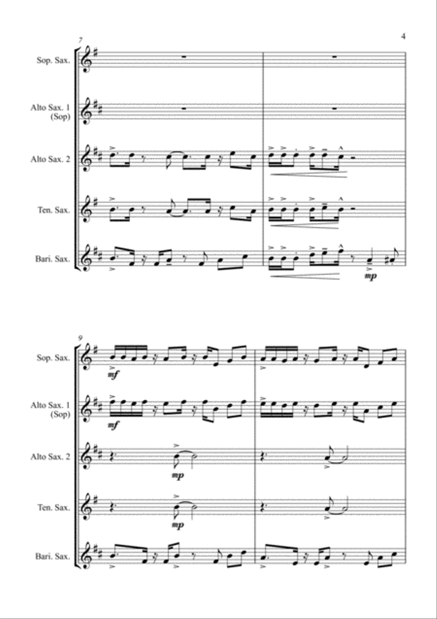 Drunken Sailor - for Saxophone Quartet Drunken Sailor - for Saxophone Quartet Saxophone Quartet scores gallery preview page 5