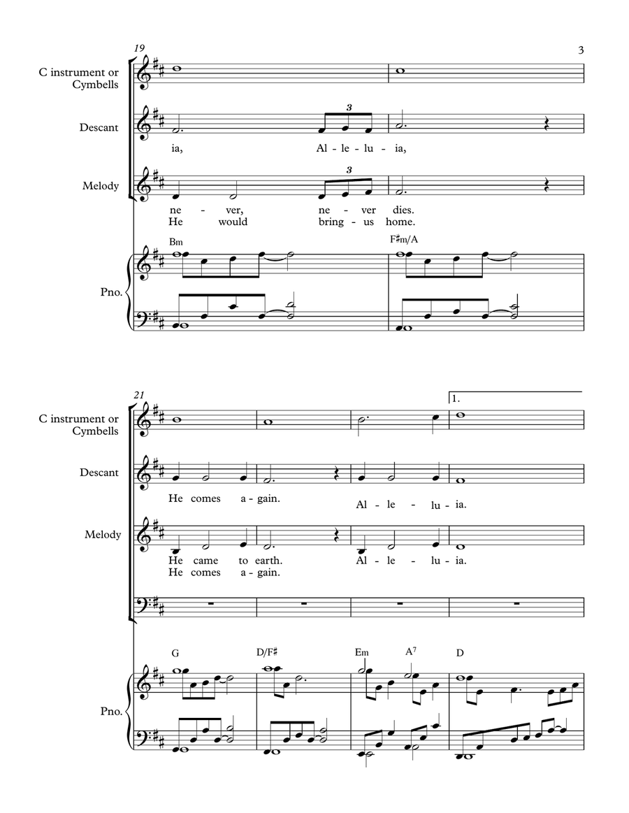 Advent Song: Jesus Came to Earth with Come, Thou Long-Expected Jesus Medium Voice scores gallery preview page 3