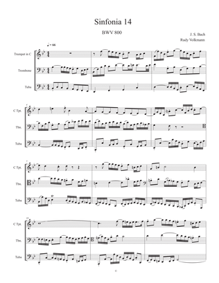 Sinfonia 14, J. S. Bach, adapted for C trumpet, Trombone, and Tuba