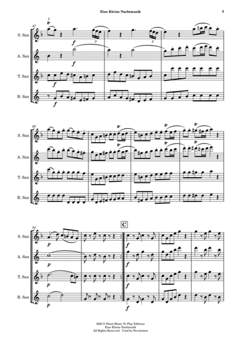 Eine Kleine Nachtmusik (1 mov.) - Saxophone Quartet (Full Score and Parts) image number null
