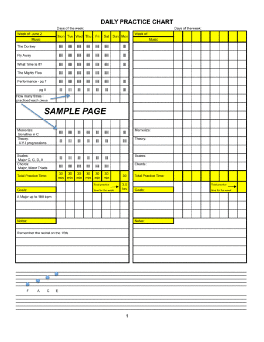 Music Practice Log & Assignment Tracker Small Ensemble scores gallery preview page 4