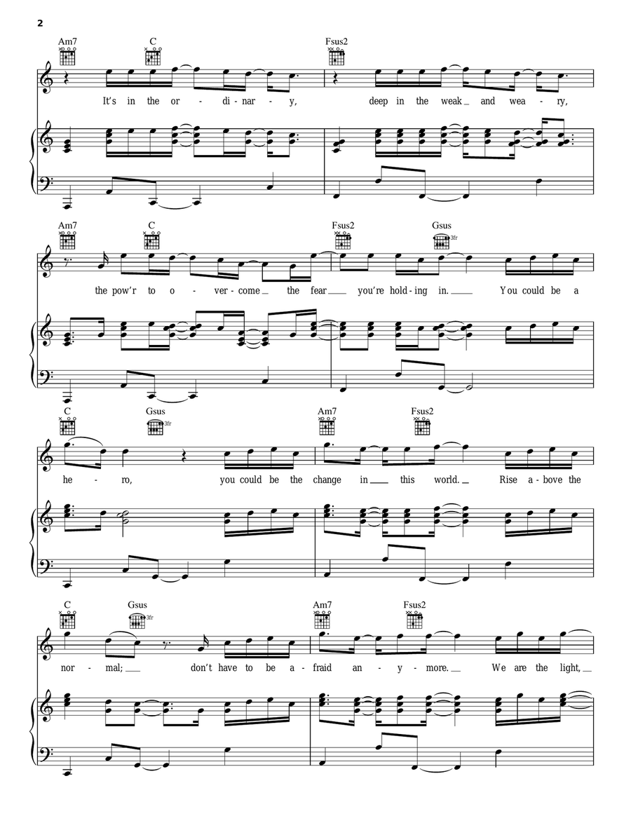 Hero Hero Piano, Vocal, Guitar scores gallery preview page 2