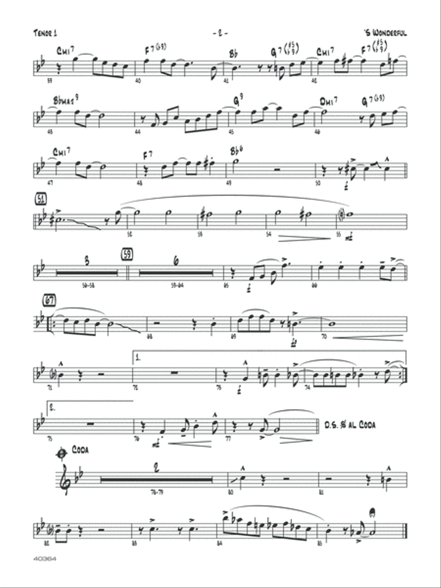 'S Wonderful: B-flat Tenor Saxophone Jazz Ensemble scores gallery preview page 2