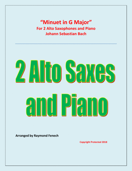 Minuet in G Major - J.S.Bach - 2 Alto Saxaphones and Piano image number null