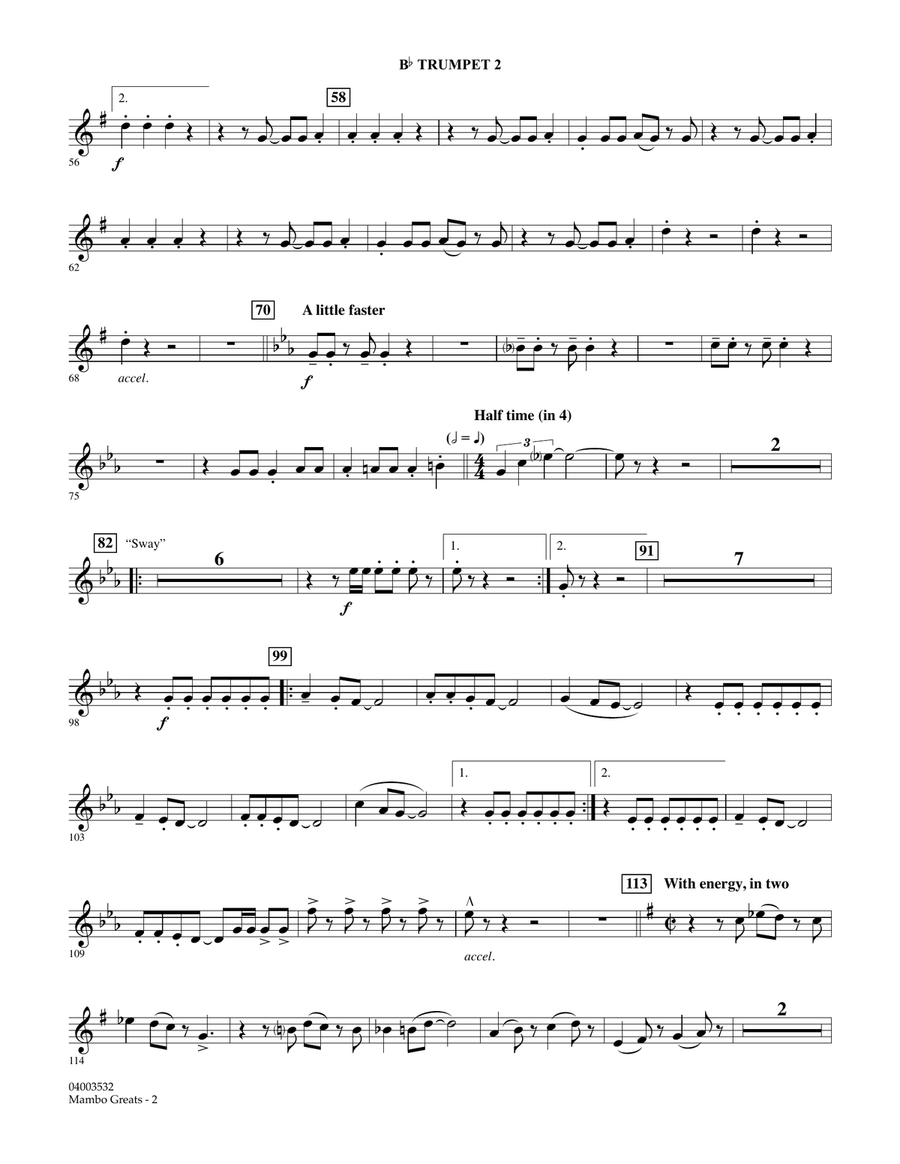 Mambo Greats - Bb Trumpet 2 Concert Band scores gallery preview page 2