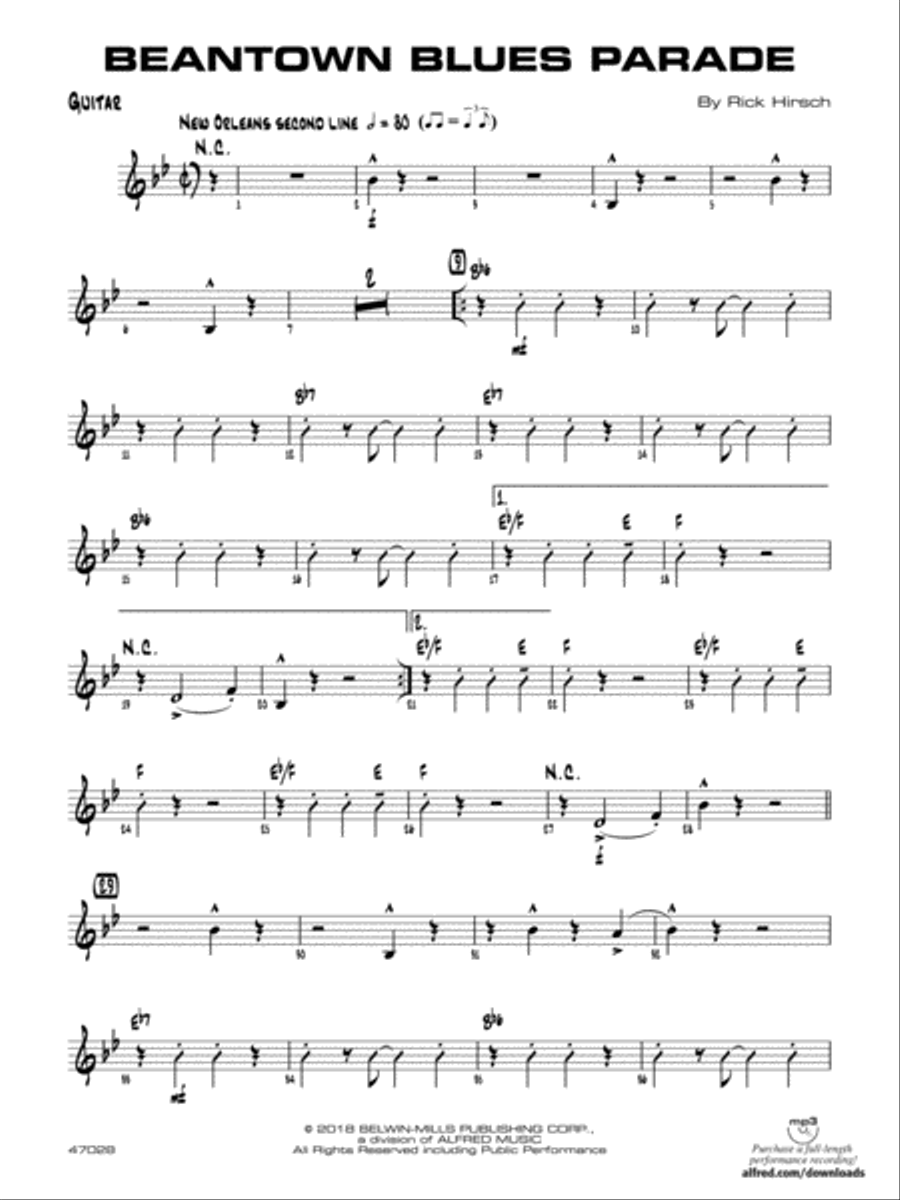 Beantown Blues Parade: Guitar Jazz Ensemble scores gallery preview page 1
