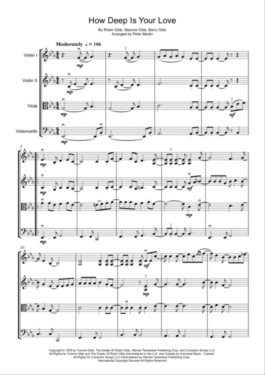 How Deep Is Your Love How Deep Is Your Love String Quartet scores gallery preview page 5