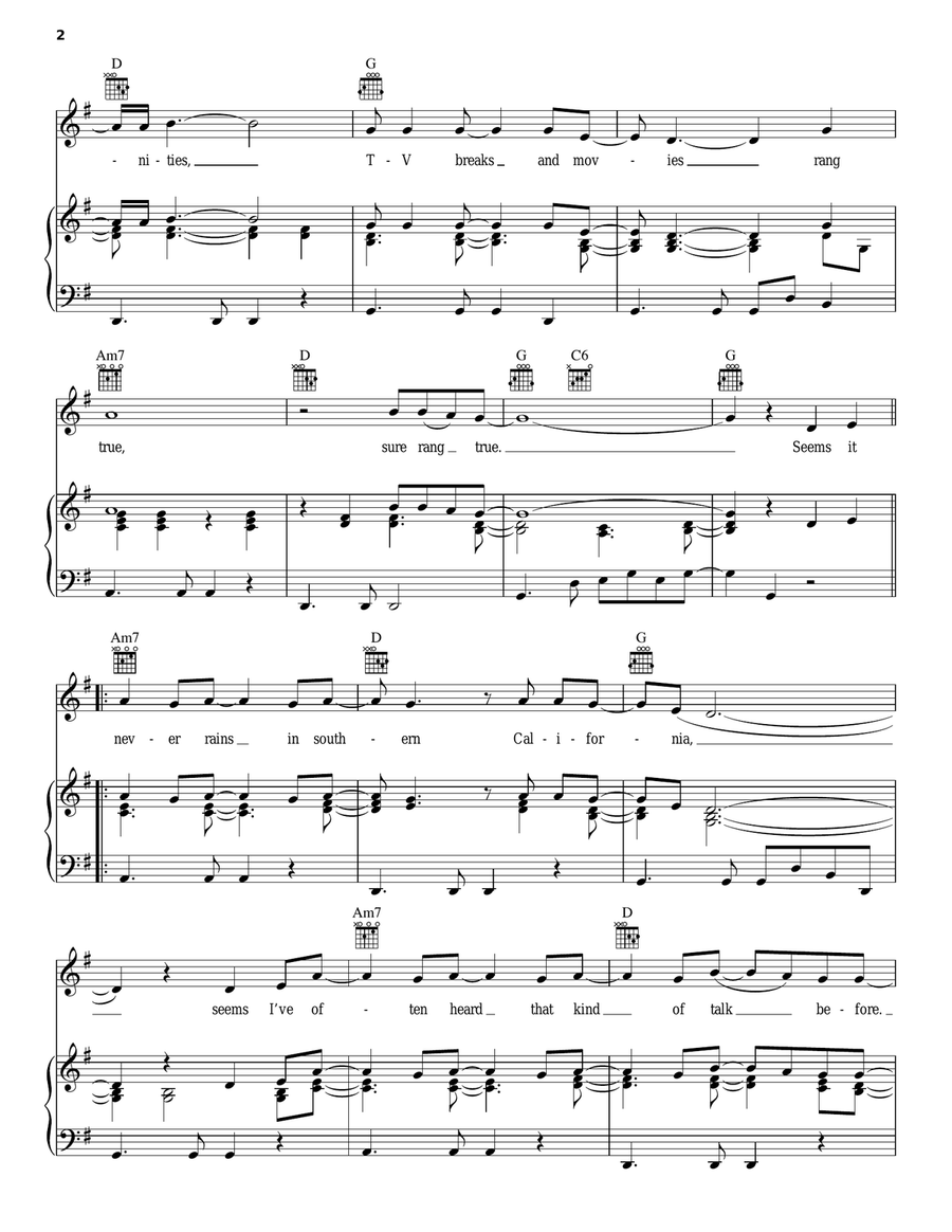 It Never Rains In Southern California Piano, Vocal, Guitar scores gallery preview page 2