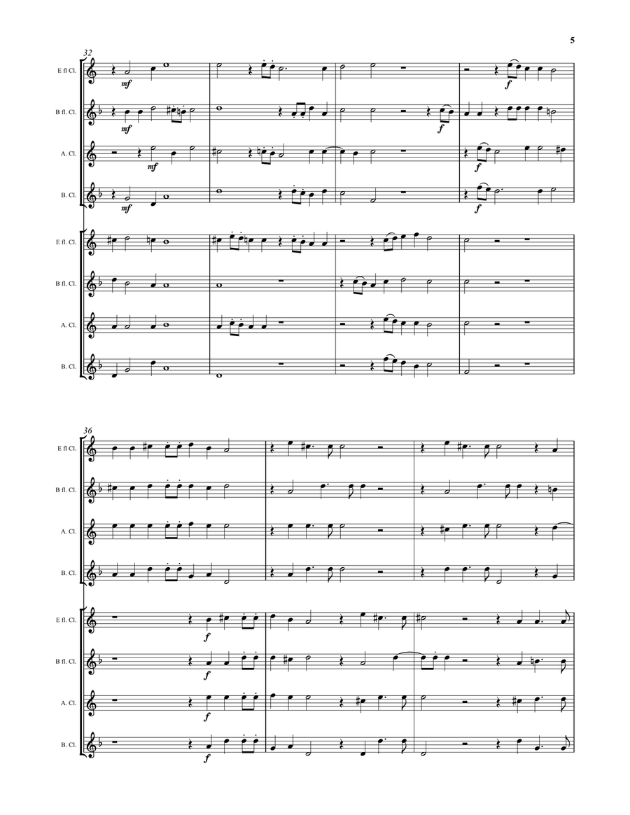 Buccinate in Neomenia Tuba (Blow the trumpet in the new moon) by Giovanni Croce for clarinet choir Clarinet Choir scores gallery preview page 5