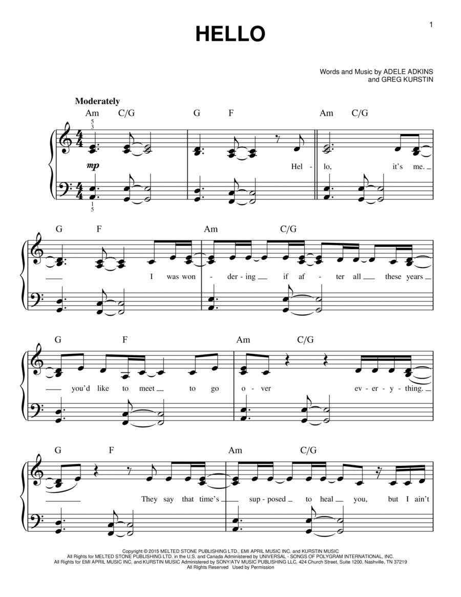 Hello Easy Piano scores gallery preview page 1