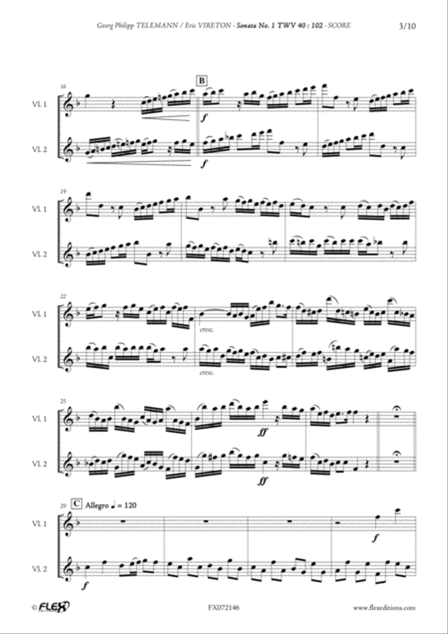 Sonata No. 1 TWV 40 : 102 String Duet scores gallery preview page 3