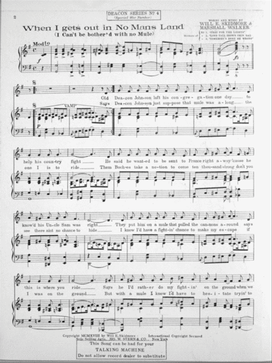When I Gets Out in No Man's Land (I Can't Be Bother'd With No Mule) Voice scores gallery preview page 2