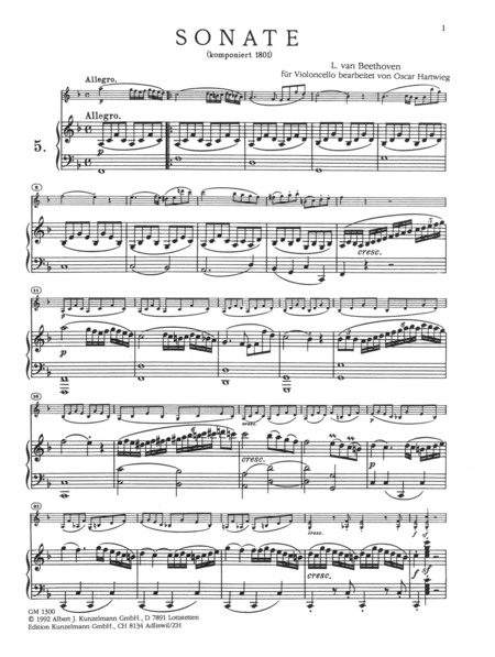 Violin sonata for cello and piano