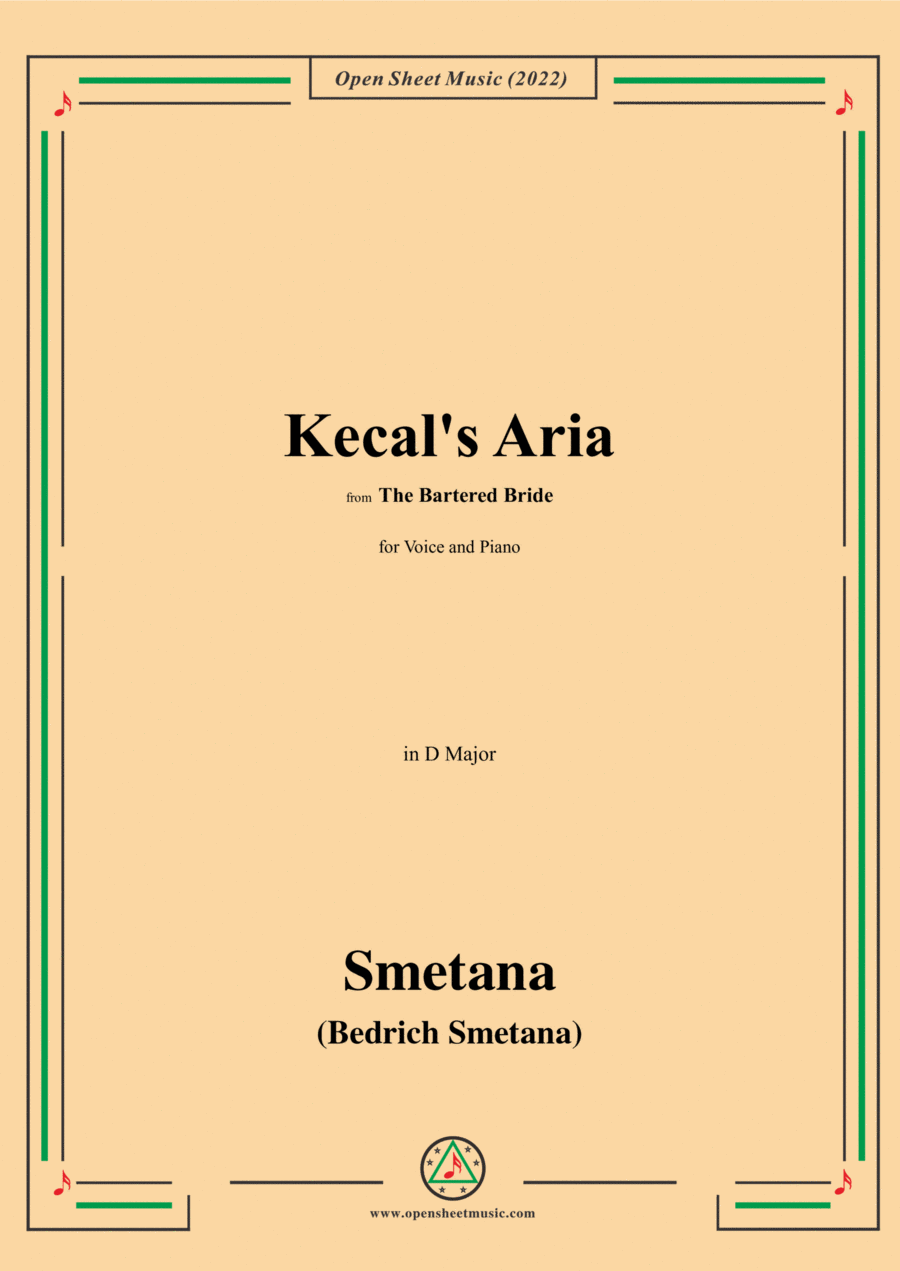 Smetana-Kecal's Aria,from The Bartered Bride,for Voice and Piano Voice Solo scores gallery preview page 1