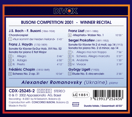 Busoni Competition 2001 Winner