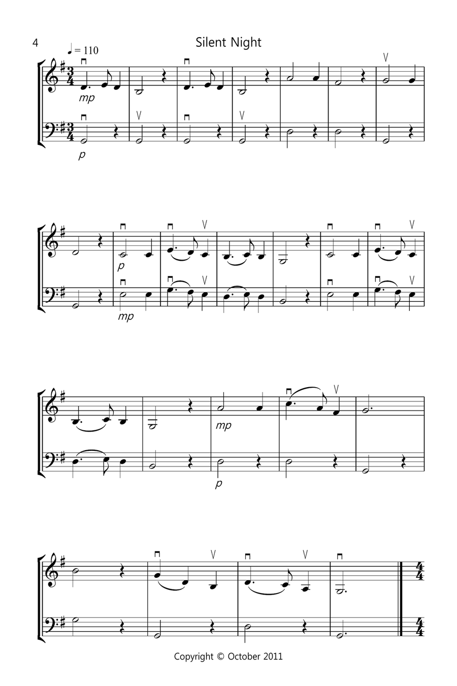8 Christmas Duets for Violin And Double Bass String Duet scores gallery preview page 4