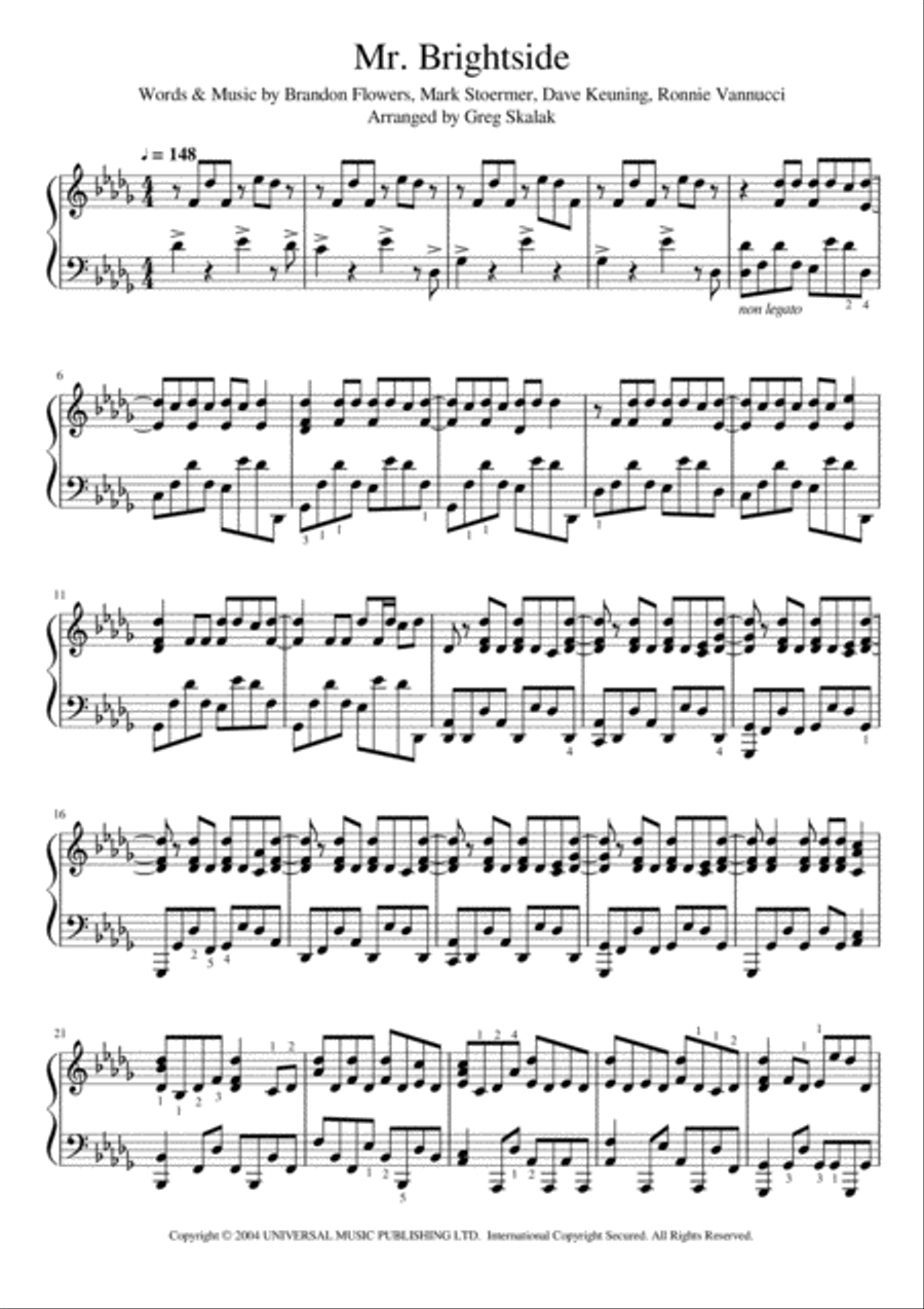 Mr. Brightside Mr. Brightside Piano Solo scores gallery preview page 1
