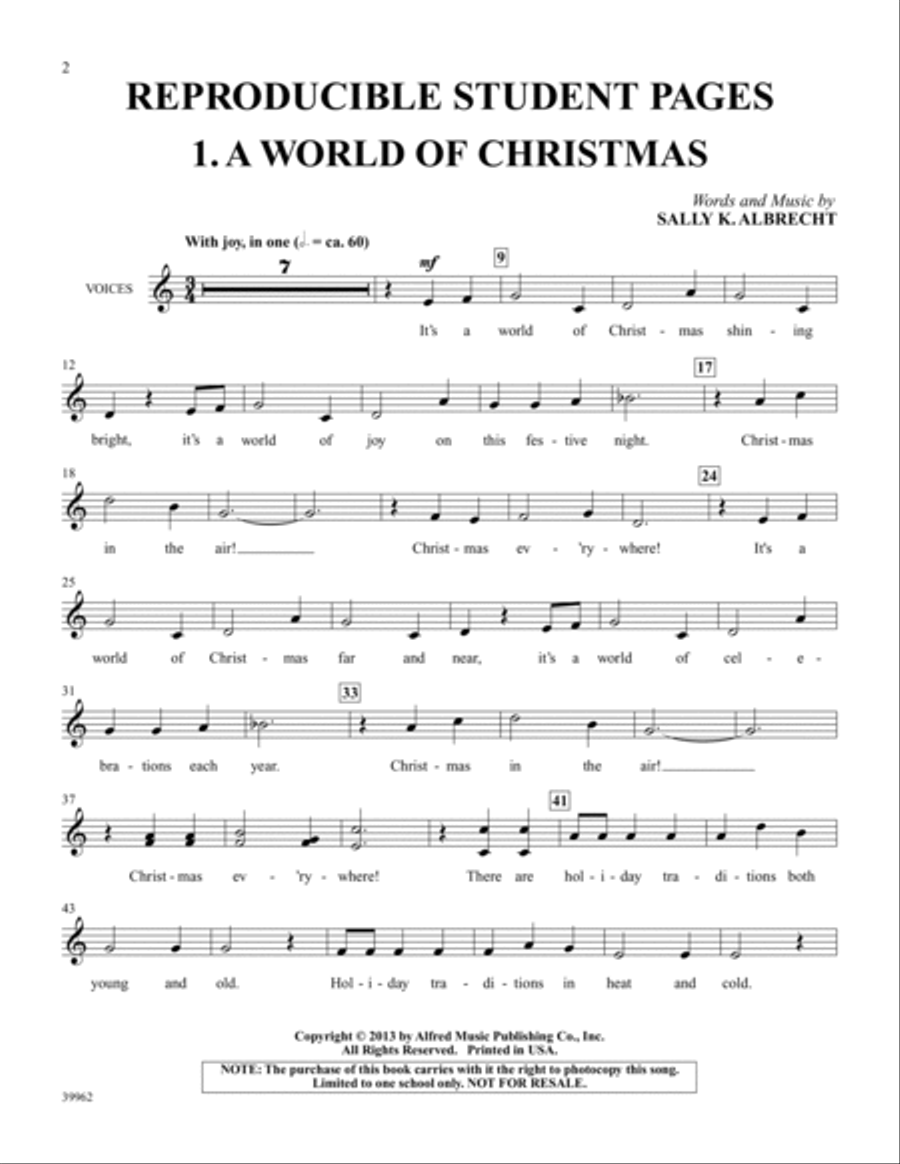 A World of Christmas -- Holiday Songs, Carols, and Customs from 15 Countries Unison Choir scores gallery preview page 8