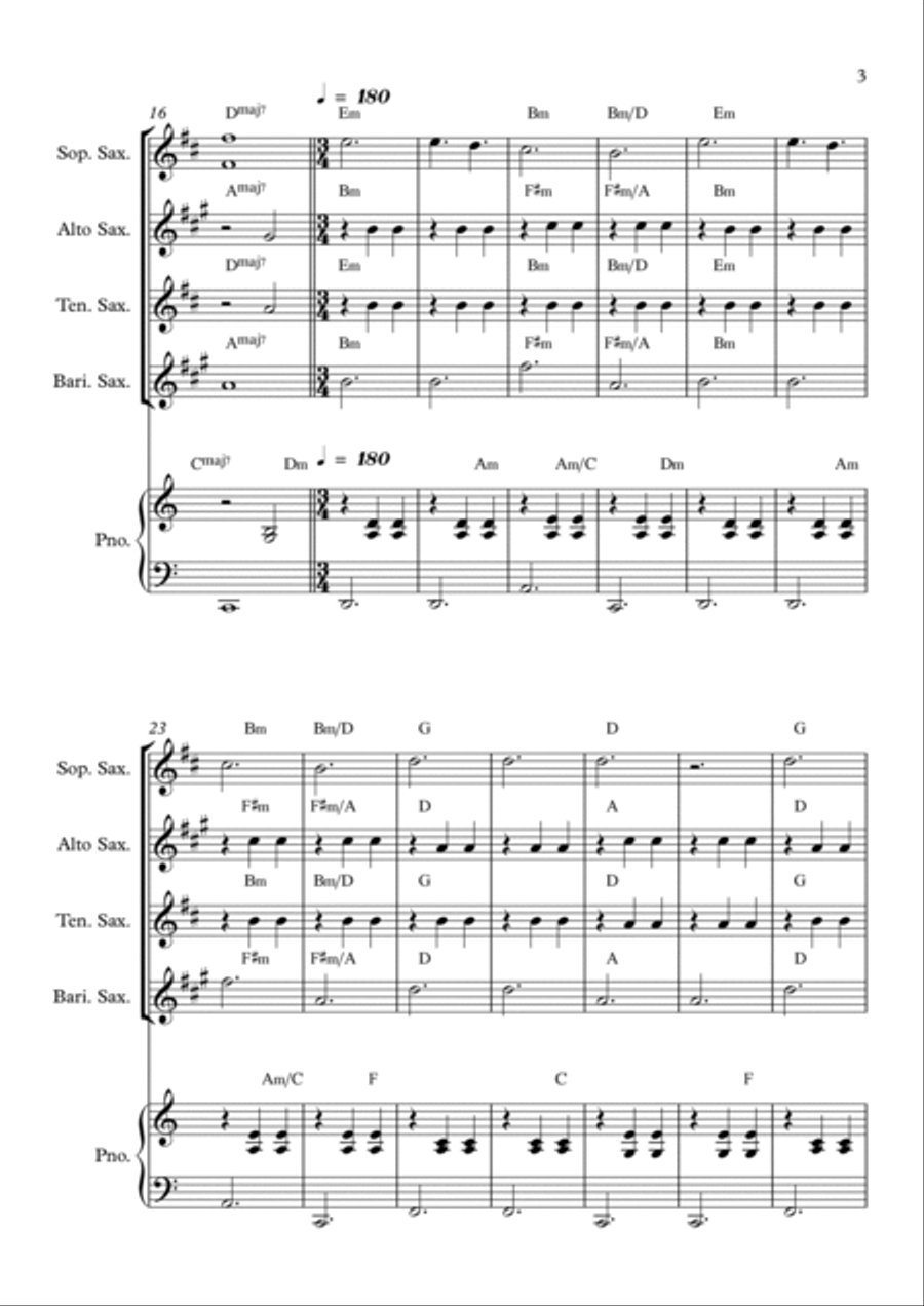 La Valse D'amelie Saxophone Quartet scores gallery preview page 3