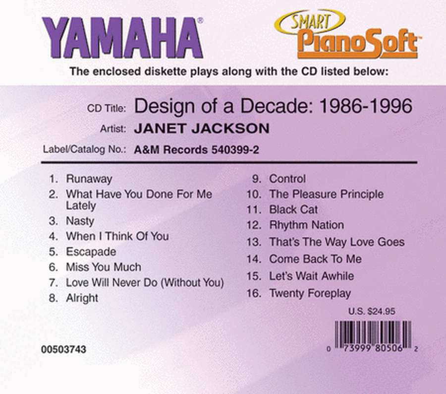 Janet Jackson - Design of a Decade: 1986-1996 - Piano Software
