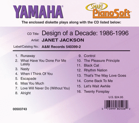 Janet Jackson - Design of a Decade: 1986-1996 - Piano Software