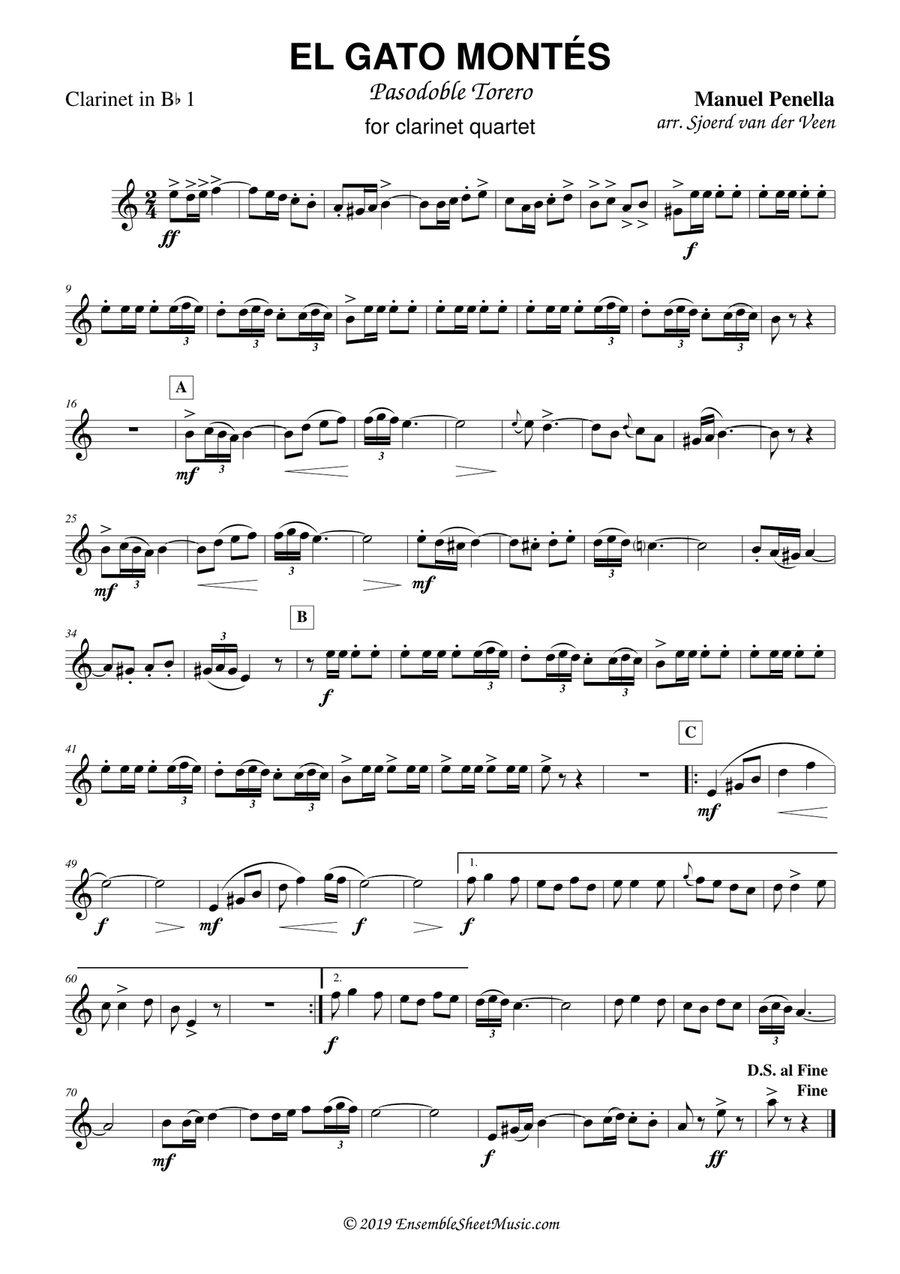 El Gato Montés for clarinet quartet Clarinet Quartet scores gallery preview page 5