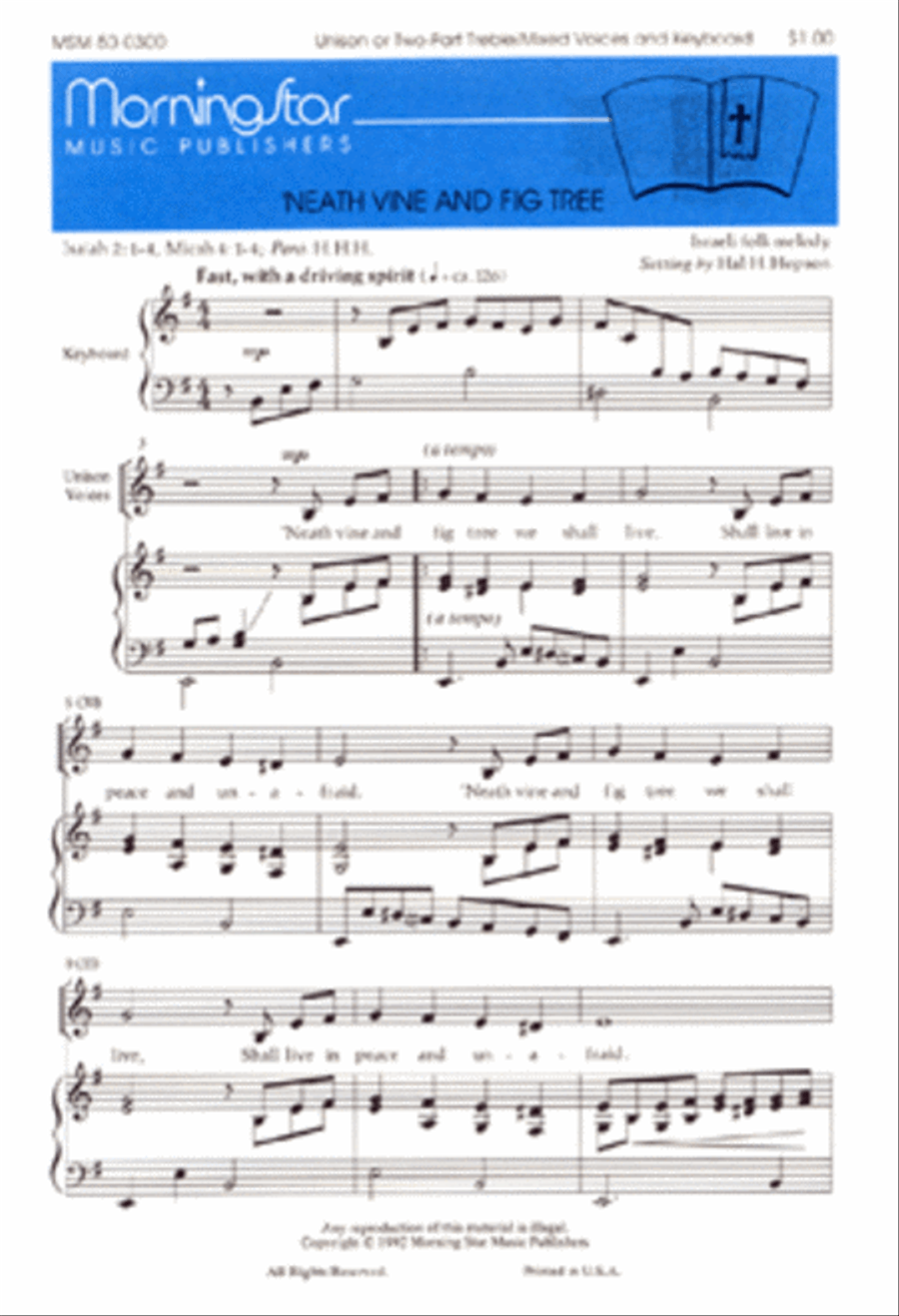 Neath Vine and Fig Tree Unison Choir scores gallery preview page 1