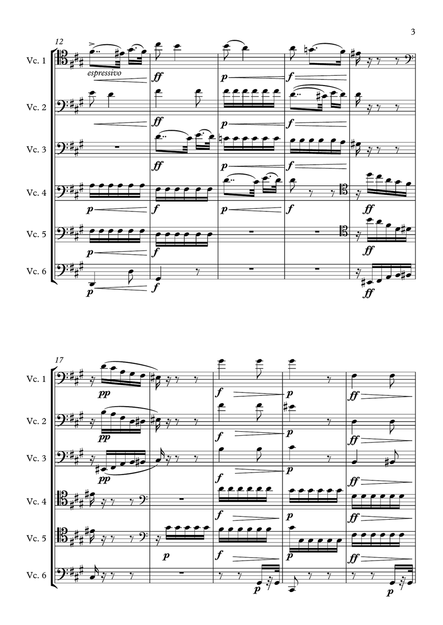 Popper: Requiem, Op. 66 - Cello Sextet String Orchestra scores gallery preview page 3