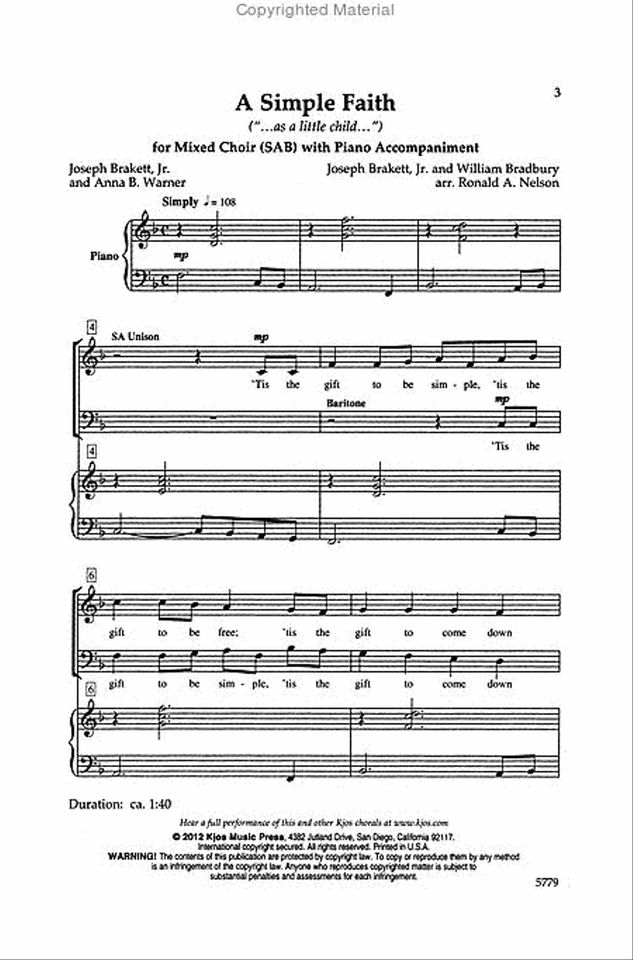 A Simple Faith 3-Part scores gallery preview page 2