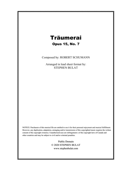 Traumerai (Schumann) - Lead sheet (key of E)