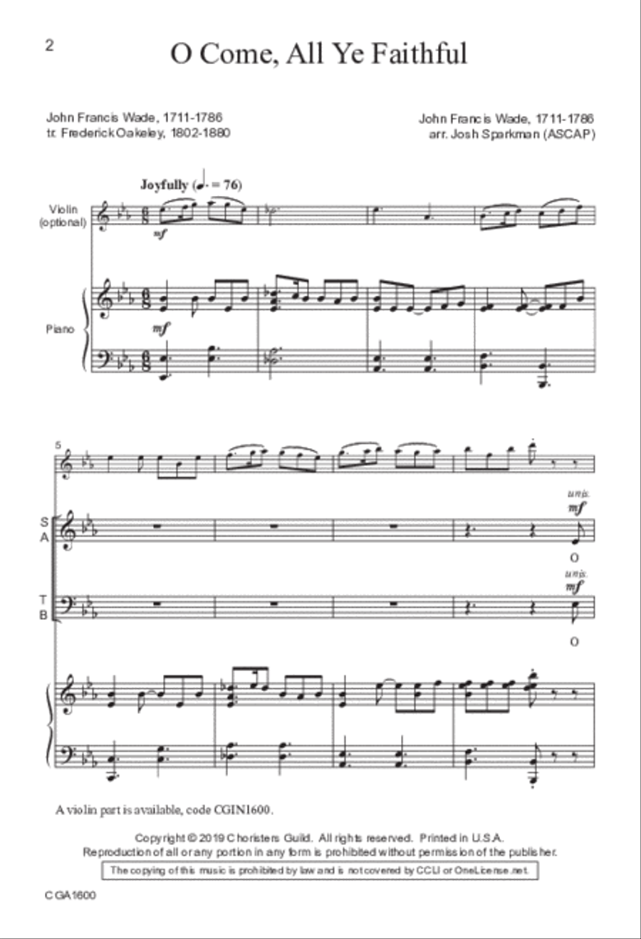 O Come, All Ye Faithful (SATB) 4-Part scores gallery preview page 2