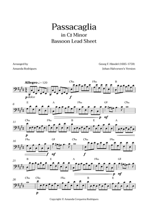 Passacaglia - Easy Fagote Lead Sheet in C#m Minor (Johan Halvorsen's Version)