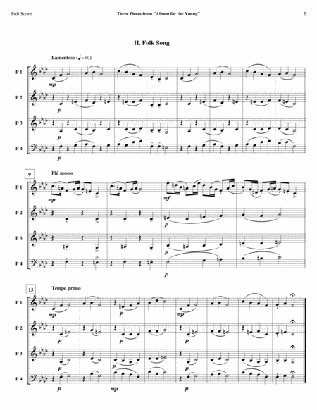 Three Pieces from "Album for the Young" (R. Schumann) - Full Score and Parts image number null