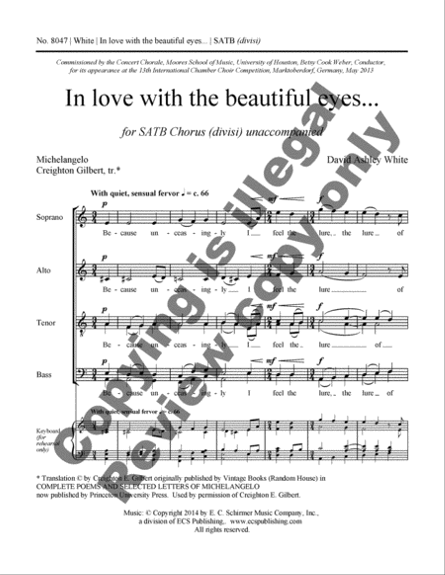 In love with the beautiful eyes Divisi scores gallery preview page 2