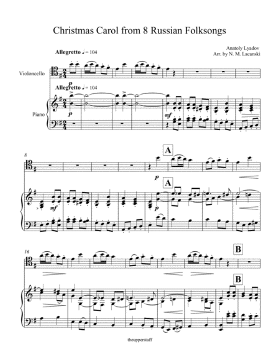 Christmas Carol from 8 Russian Folksongs Piano scores gallery preview page 1